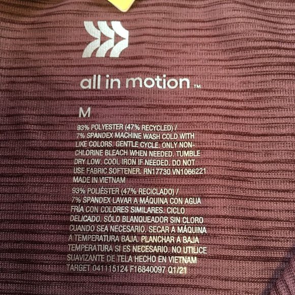 NWT All in Motion Stretch Woven Polo Shirt - Berry Striped - M - Picture 6 of 7